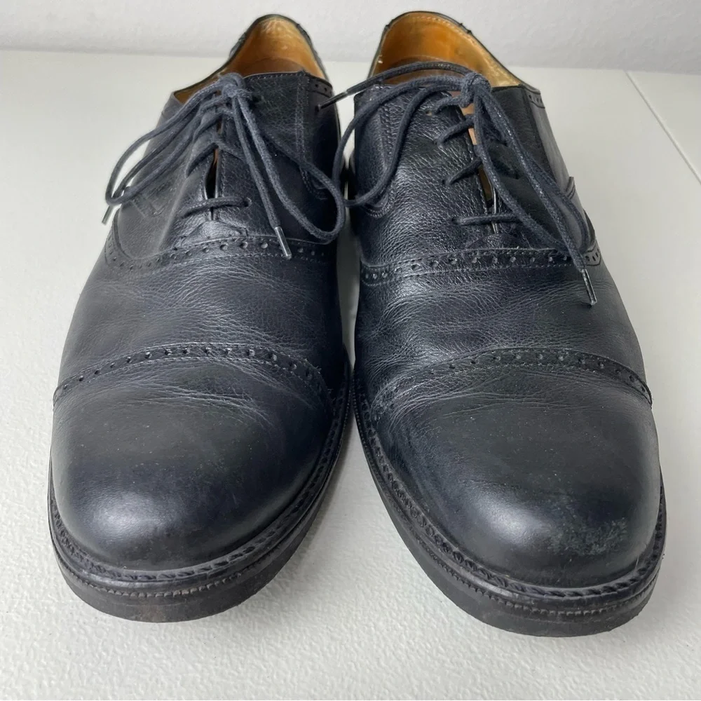 Martin Dingman Classic Diamond Black Leather Cap Toe Oxford Shoes Size 11